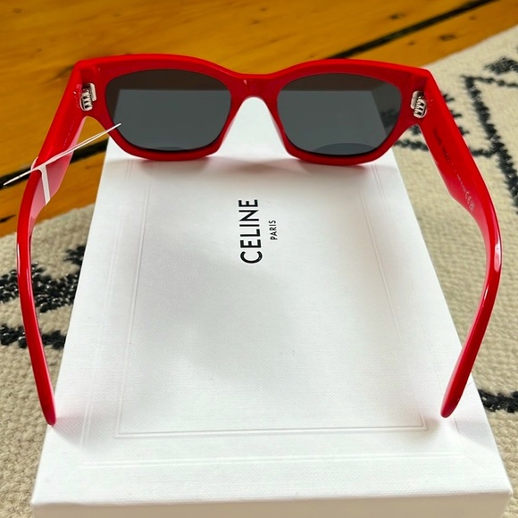 CELINE Women’s Shiny Red Monochroms Cat Eye Sunglasses—54mm - Picture 14 of 16